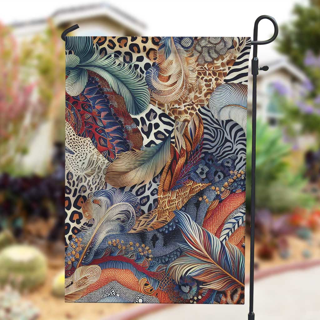 African Wild Animal Skins Garden Flag Unique Leopard Zebra And Snake Patterns - African Pride