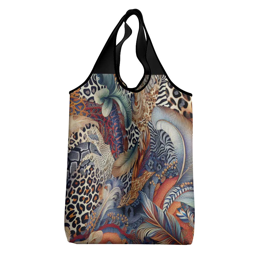 African Wild Animal Skins Grocery Bag Unique Leopard Zebra And Snake Patterns - African Pride