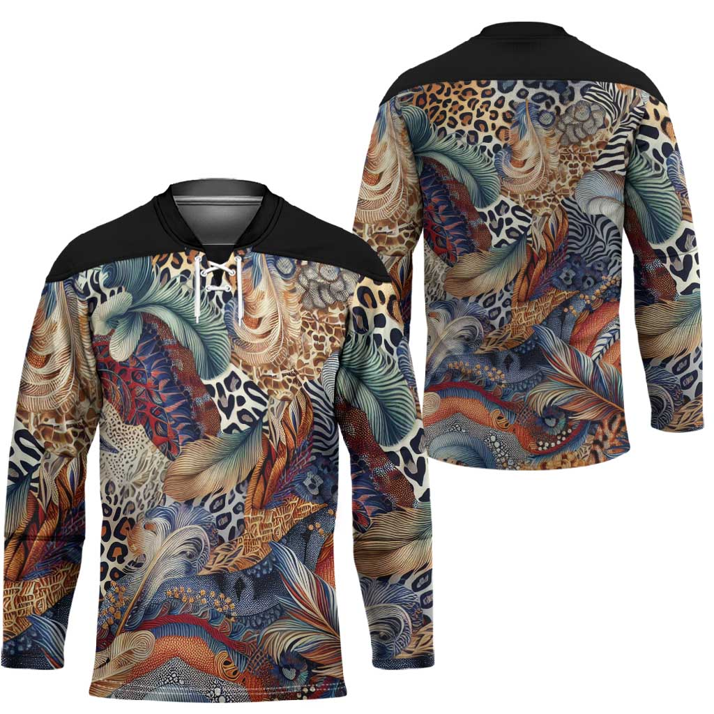African Wild Animal Skins Hockey Jersey Unique Leopard Zebra And Snake Patterns