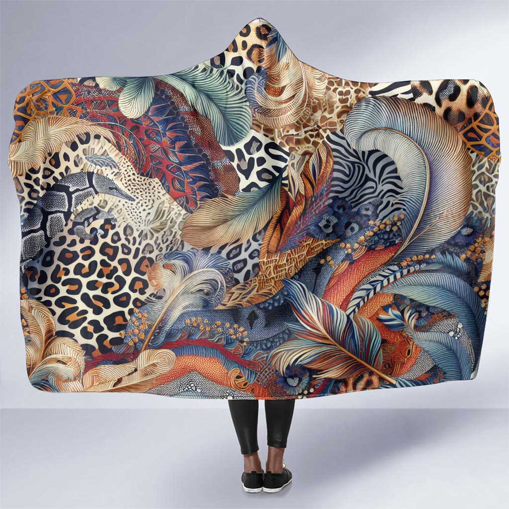 African Wild Animal Skins Hooded Blanket Unique Leopard Zebra And Snake Patterns - African Pride