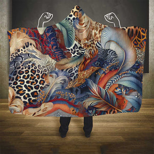 African Wild Animal Skins Hooded Blanket Unique Leopard Zebra And Snake Patterns - African Pride