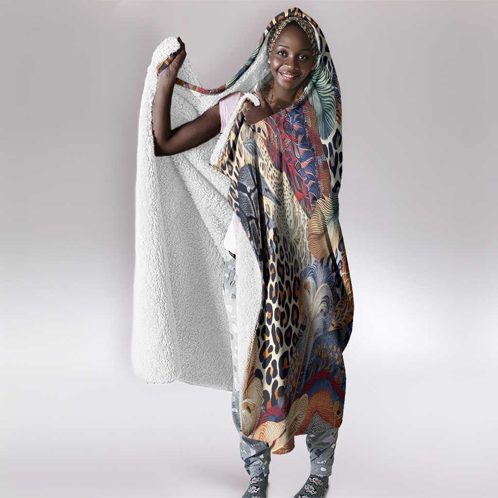African Wild Animal Skins Hooded Blanket Unique Leopard Zebra And Snake Patterns - African Pride