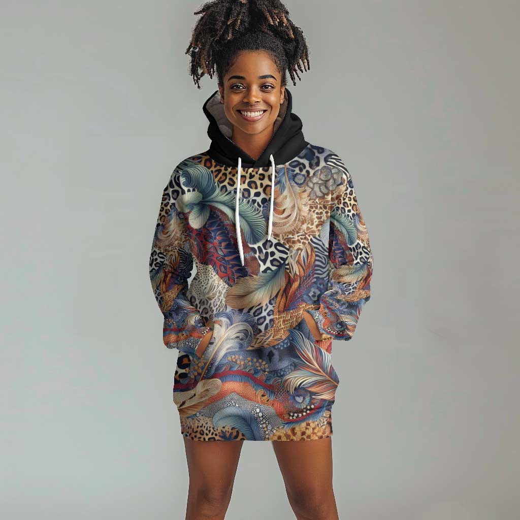 African Wild Animal Skins Hoodie Dress Unique Leopard Zebra And Snake Patterns - African Pride