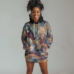 African Wild Animal Skins Hoodie Dress Unique Leopard Zebra And Snake Patterns - African Pride