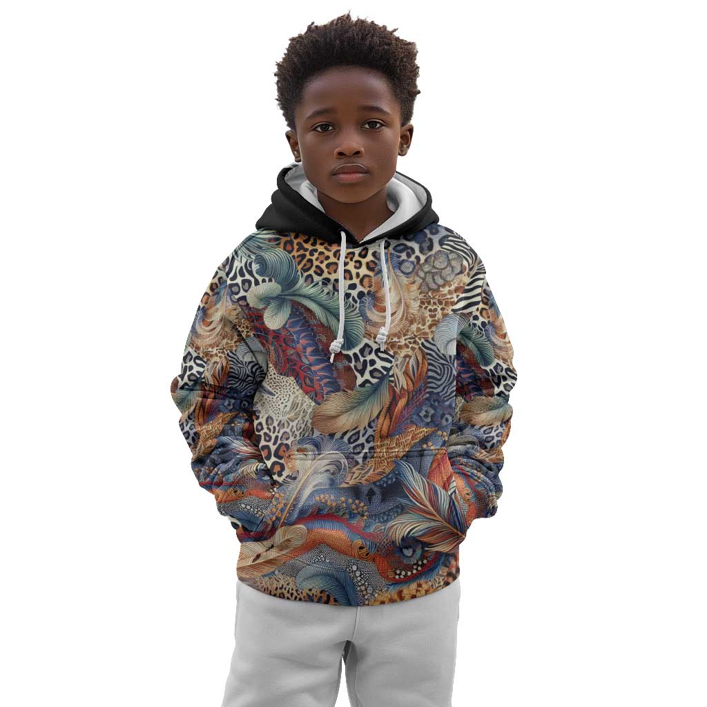African Wild Animal Skins Kid Hoodie Unique Leopard Zebra And Snake Patterns - African Pride