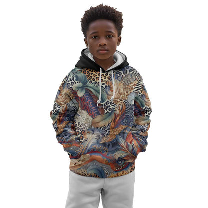 African Wild Animal Skins Kid Hoodie Unique Leopard Zebra And Snake Patterns - African Pride