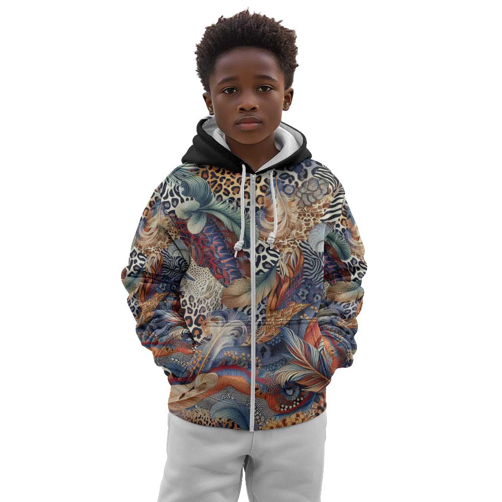 African Wild Animal Skins Kid Hoodie Unique Leopard Zebra And Snake Patterns - African Pride