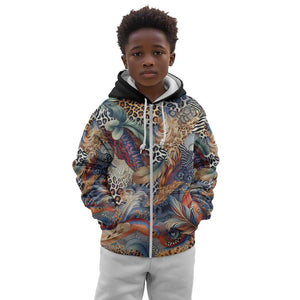 African Wild Animal Skins Kid Hoodie Unique Leopard Zebra And Snake Patterns - African Pride