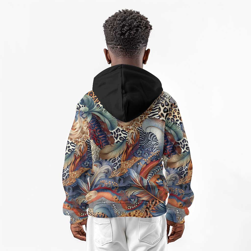 African Wild Animal Skins Kid Hoodie Unique Leopard Zebra And Snake Patterns - African Pride