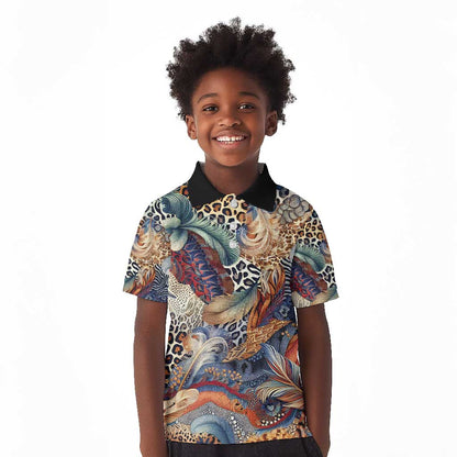 African Wild Animal Skins Kid Polo Shirt Unique Leopard Zebra And Snake Patterns - African Pride