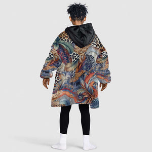 African Wild Animal Skins Kid Wearable Blanket Hoodie Unique Leopard Zebra And Snake Patterns - African Pride