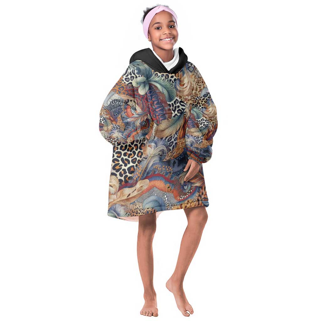 African Wild Animal Skins Kid Wearable Blanket Hoodie Unique Leopard Zebra And Snake Patterns - African Pride