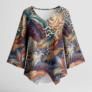 African Wild Animal Skins Kimono Sleeve Blouse Unique Leopard Zebra And Snake Patterns
