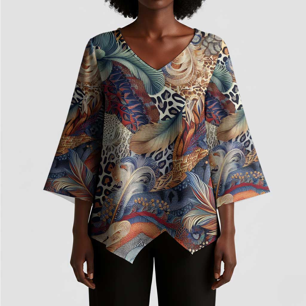 African Wild Animal Skins Kimono Sleeve Blouse Unique Leopard Zebra And Snake Patterns