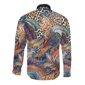 African Wild Animal Skins Long Sleeve Button Shirt Unique Leopard Zebra And Snake Patterns - African Pride