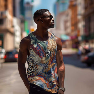 African Wild Animal Skins Men Tank Top Unique Leopard Zebra And Snake Patterns - African Pride