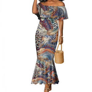 African Wild Animal Skins Mermaid Dress Unique Leopard Zebra And Snake Patterns - African Pride