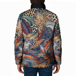 African Wild Animal Skins Padded Jacket Unique Leopard Zebra And Snake Patterns