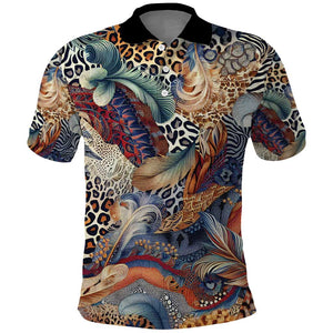 African Wild Animal Skins Polo Shirt Unique Leopard Zebra And Snake Patterns - African Pride