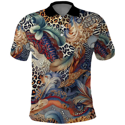 African Wild Animal Skins Polo Shirt Unique Leopard Zebra And Snake Patterns - African Pride