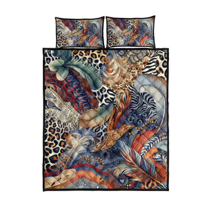 African Wild Animal Skins Quilt Bed Set Unique Leopard Zebra And Snake Patterns - African Pride