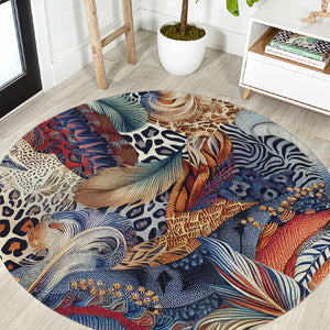 African Wild Animal Skins Round Carpet Unique Leopard Zebra And Snake Patterns - African Pride