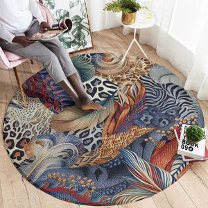African Wild Animal Skins Round Carpet Unique Leopard Zebra And Snake Patterns - African Pride