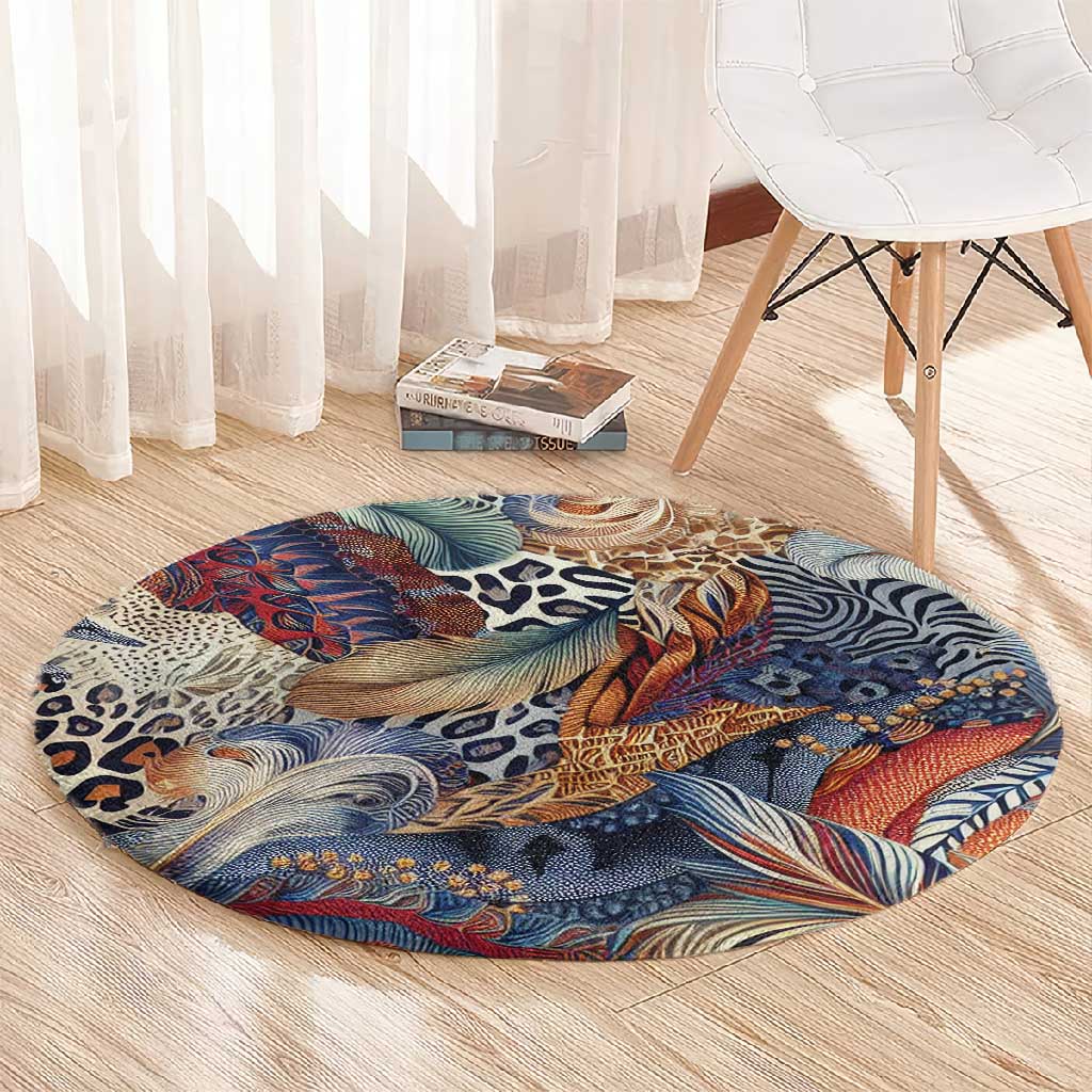 African Wild Animal Skins Round Carpet Unique Leopard Zebra And Snake Patterns - African Pride