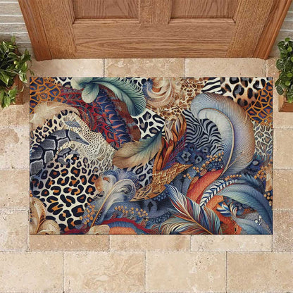African Wild Animal Skins Rubber Doormat Unique Leopard Zebra And Snake Patterns - African Pride