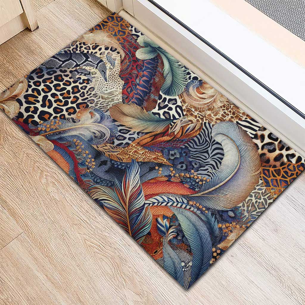 African Wild Animal Skins Rubber Doormat Unique Leopard Zebra And Snake Patterns - African Pride