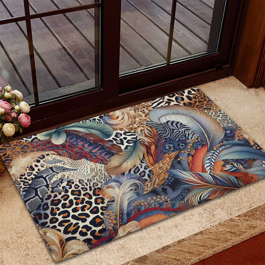 African Wild Animal Skins Rubber Doormat Unique Leopard Zebra And Snake Patterns - African Pride