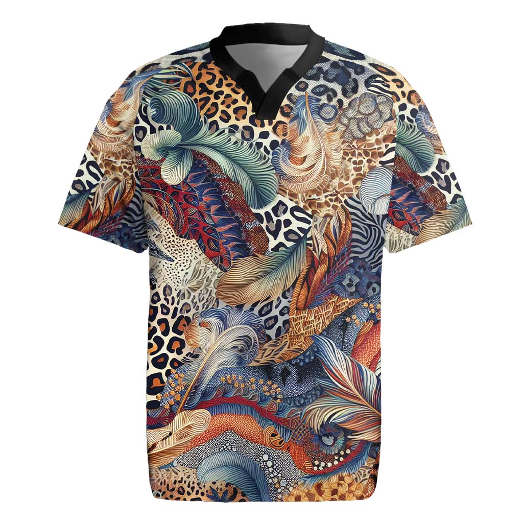 African Wild Animal Skins Rugby Jersey Unique Leopard Zebra And Snake Patterns - African Pride