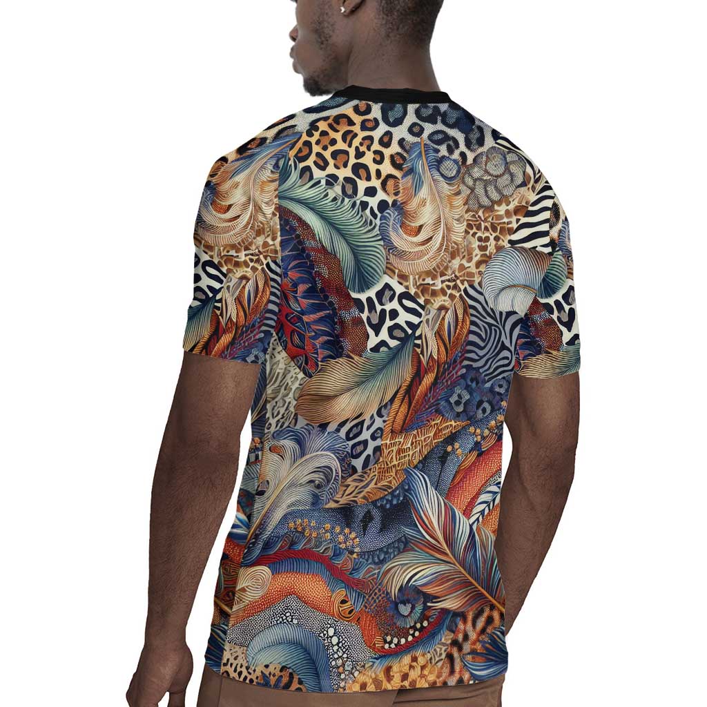 African Wild Animal Skins Rugby Jersey Unique Leopard Zebra And Snake Patterns - African Pride
