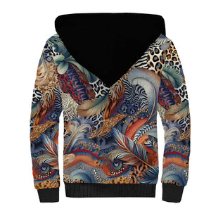 African Wild Animal Skins Sherpa Hoodie Unique Leopard Zebra And Snake Patterns - African Pride