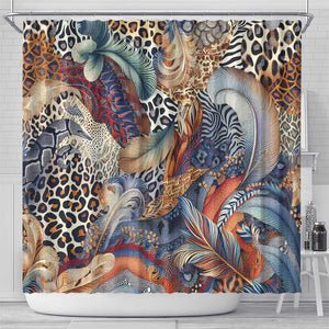 African Wild Animal Skins Shower Curtain Unique Leopard Zebra And Snake Patterns - African Pride