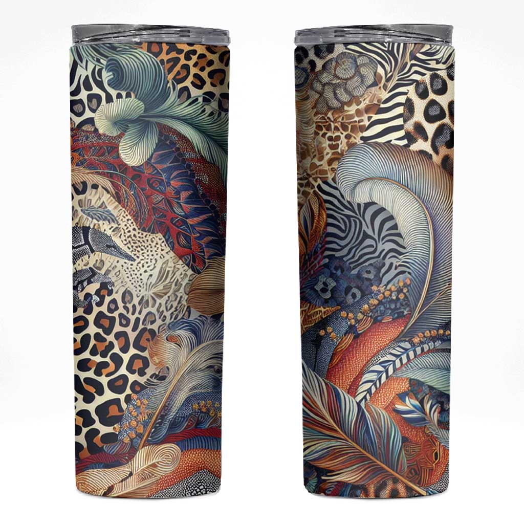 African Wild Animal Skins Skinny Tumbler Unique Leopard Zebra And Snake Patterns - African Pride