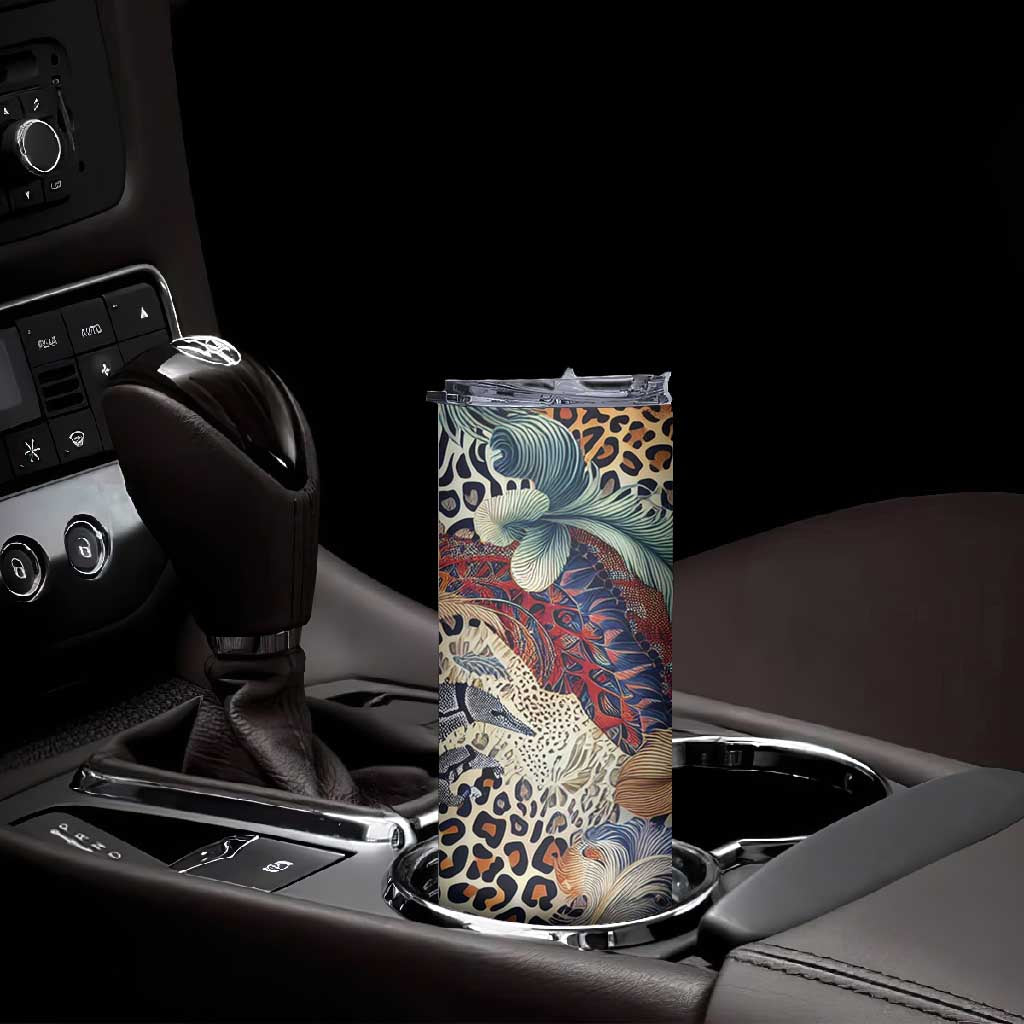African Wild Animal Skins Skinny Tumbler Unique Leopard Zebra And Snake Patterns - African Pride