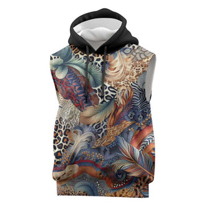African Wild Animal Skins Sleeveless Hoodie Unique Leopard Zebra And Snake Patterns - African Pride