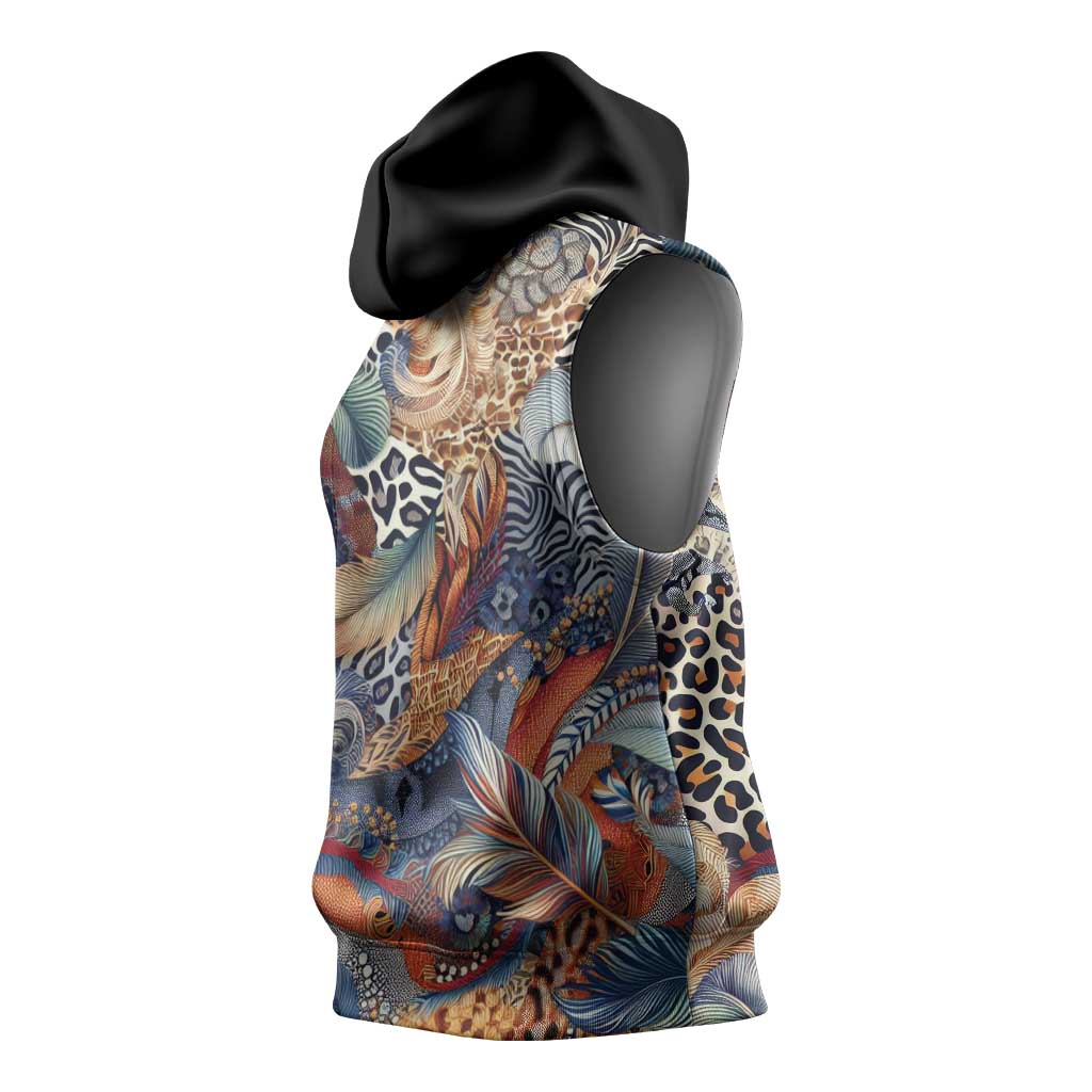 African Wild Animal Skins Sleeveless Hoodie Unique Leopard Zebra And Snake Patterns - African Pride
