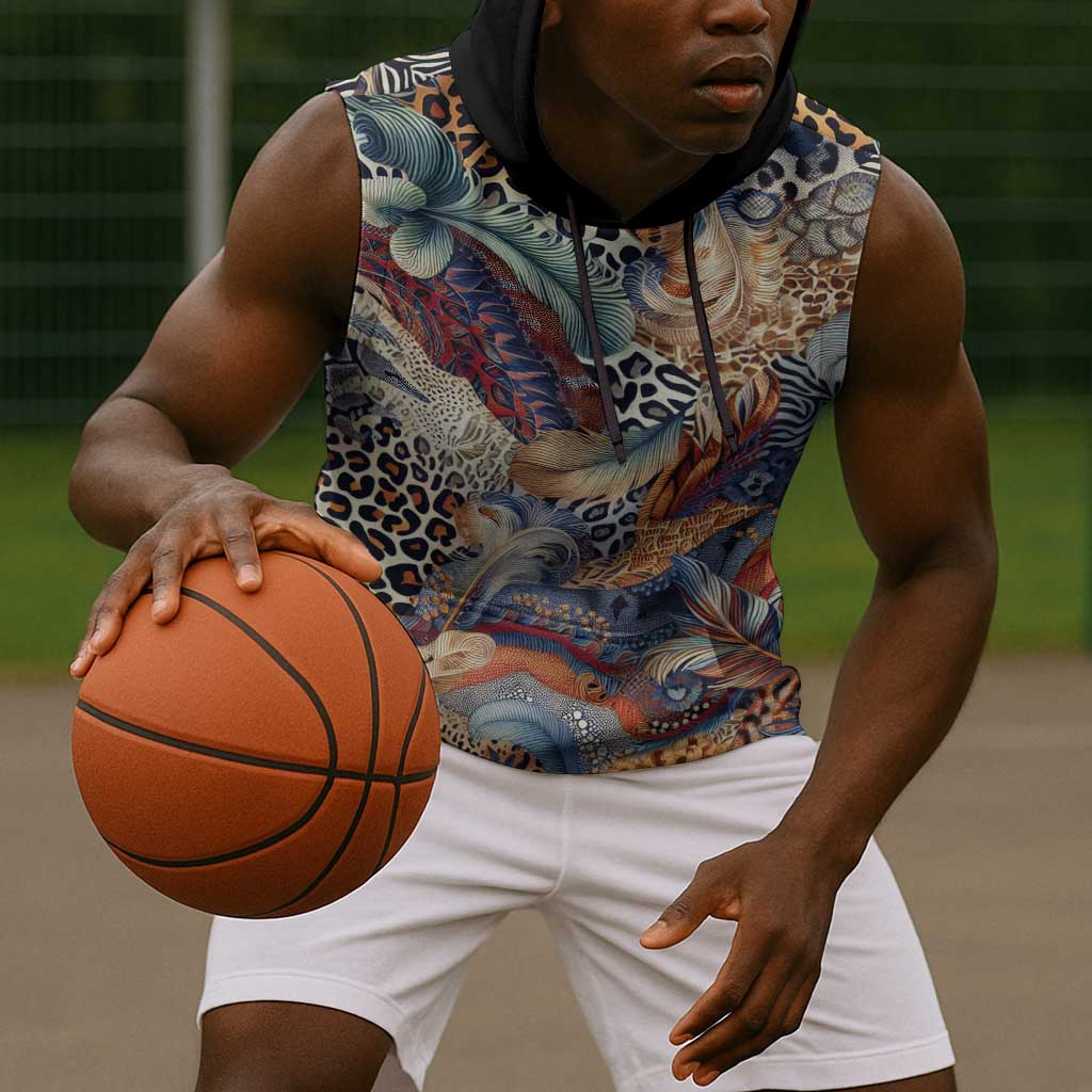 African Wild Animal Skins Sleeveless Hoodie Unique Leopard Zebra And Snake Patterns - African Pride