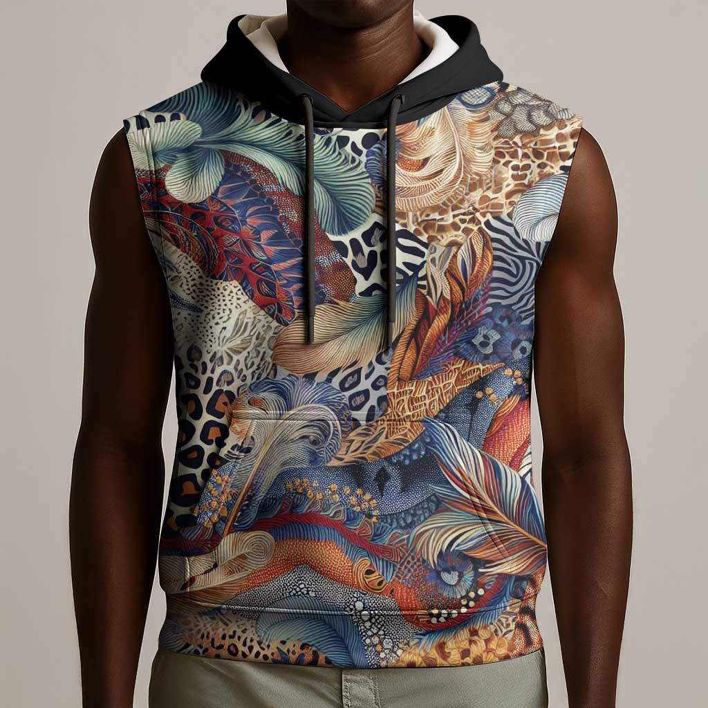African Wild Animal Skins Sleeveless Hoodie Unique Leopard Zebra And Snake Patterns - African Pride
