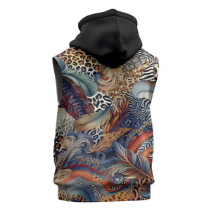 African Wild Animal Skins Sleeveless Zip Hoodie Unique Leopard Zebra And Snake Patterns - African Pride