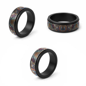 African Wild Animal Skins Spinner Ring Unique Leopard Zebra And Snake Patterns - African Pride