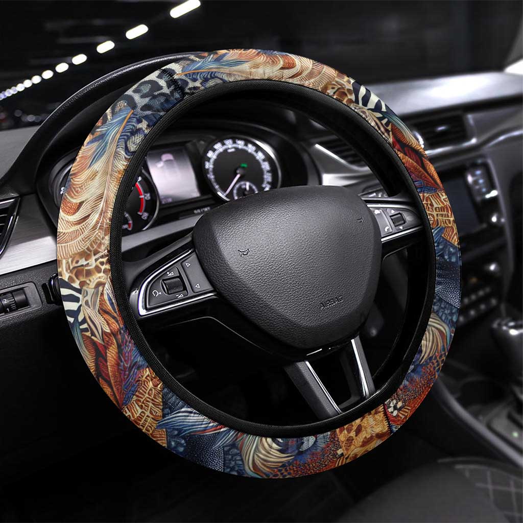 African Wild Animal Skins Steering Wheel Cover Unique Leopard Zebra And Snake Patterns - African Pride