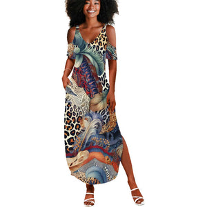 African Wild Animal Skins Summer Maxi Dress Unique Leopard Zebra And Snake Patterns - African Pride