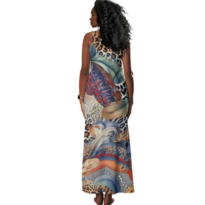 African Wild Animal Skins Tank Maxi Dress Unique Leopard Zebra And Snake Patterns - African Pride