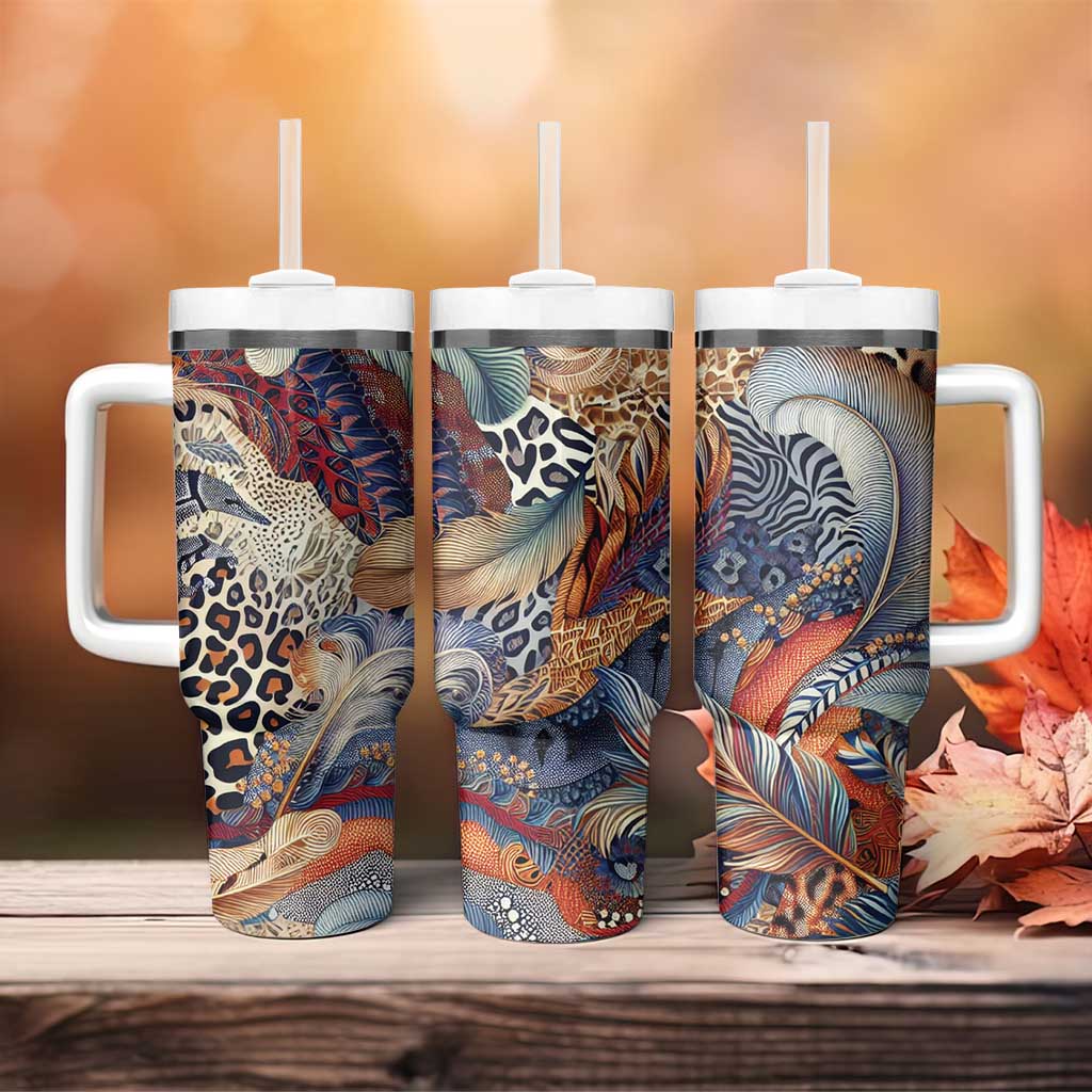 African Wild Animal Skins Tumbler With Handle Unique Leopard Zebra And Snake Patterns - African Pride