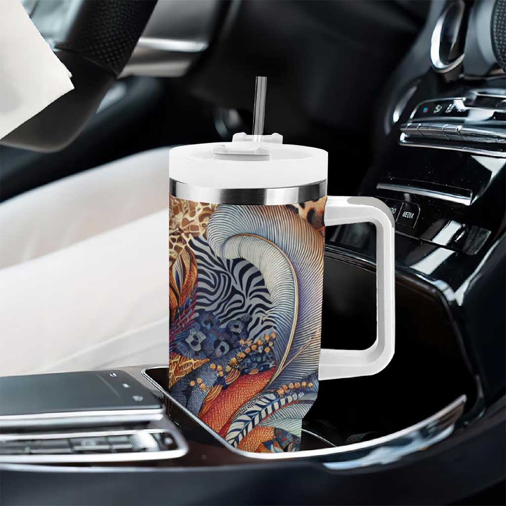 African Wild Animal Skins Tumbler With Handle Unique Leopard Zebra And Snake Patterns - African Pride