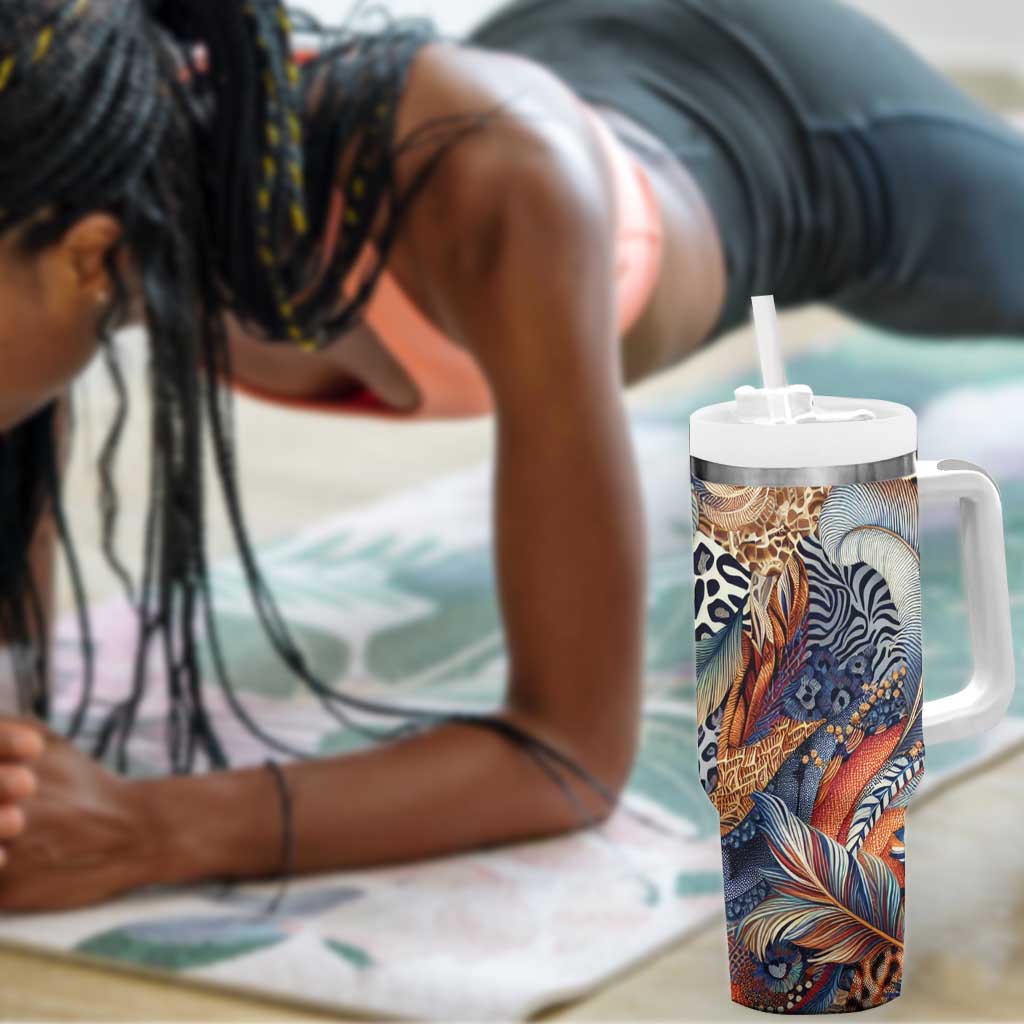 African Wild Animal Skins Tumbler With Handle Unique Leopard Zebra And Snake Patterns - African Pride