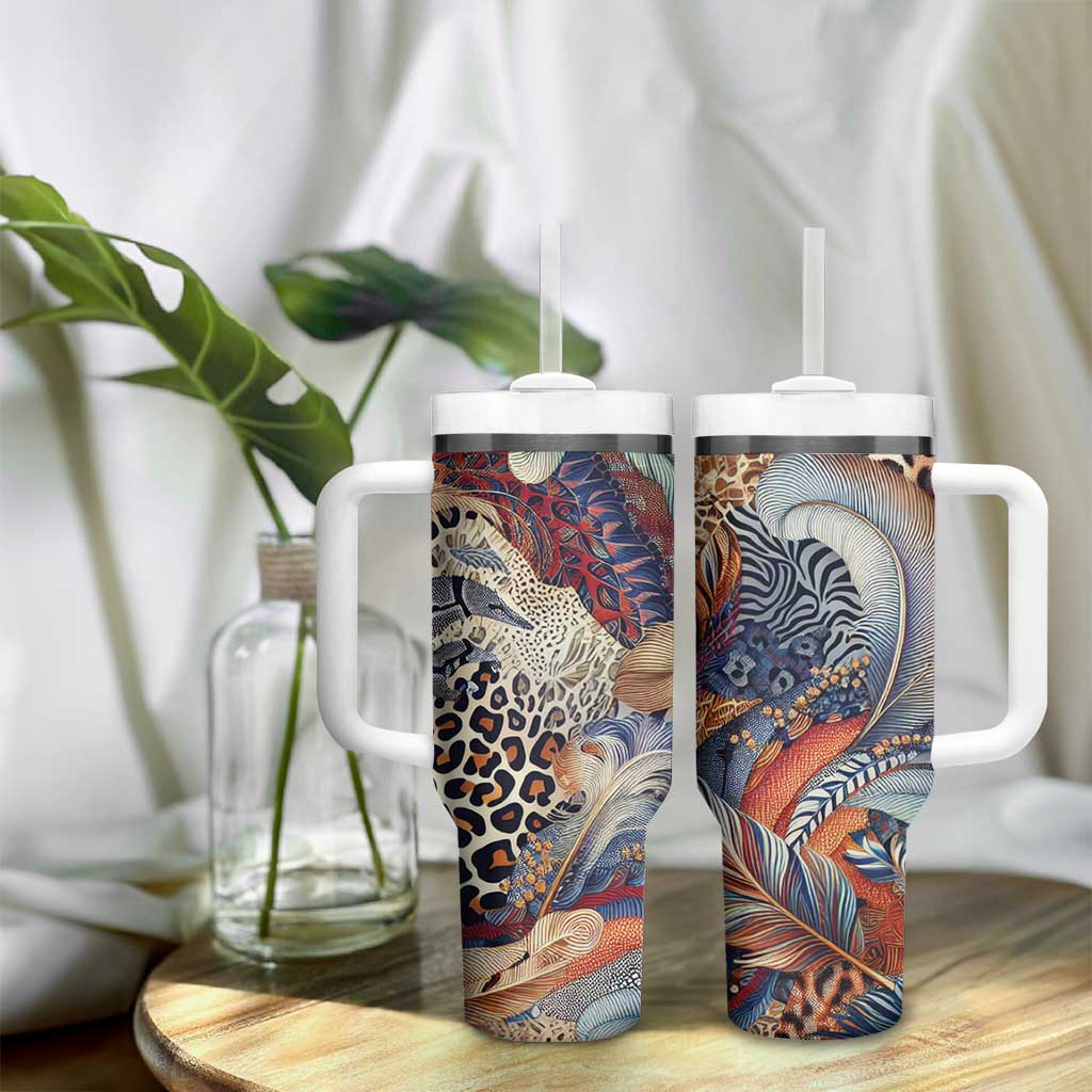 African Wild Animal Skins Tumbler With Handle Unique Leopard Zebra And Snake Patterns - African Pride
